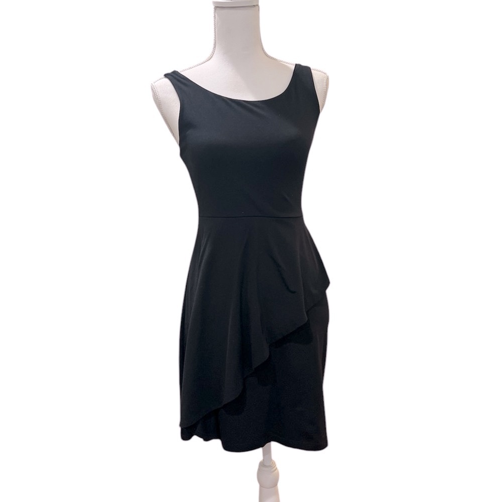 Susana Monaco Black Sleeveless Asymmetrical Sheath Dress
